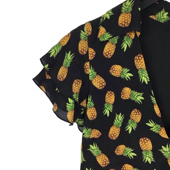 Alice + Olivia Shay Ruffle Skort Romper in Pineapple Black Size 6 - Picture 4 of 9